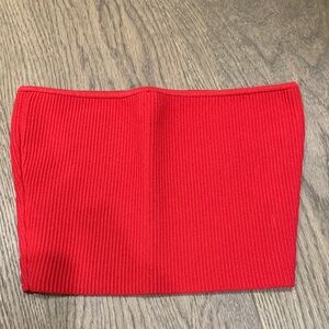 Red Ribbed Women's Strapless top - aritzia